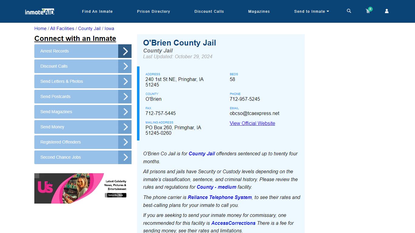 O'Brien County Jail - Inmate Locator